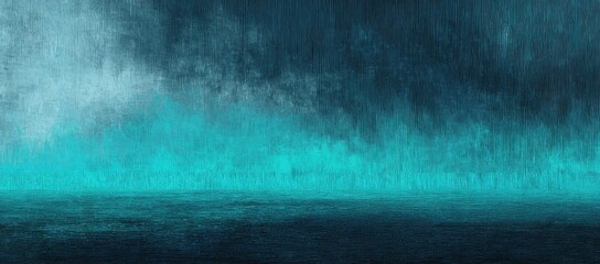 Enigmatic Teal and Dark Blue Abstract Landscape