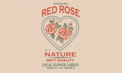Fototapete Red rose club print design for apparel, stickers, posters and background. Rose love club. Rose tattoo design. © riaz