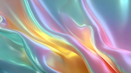 Obraz premium Holographic abstract pastel colors backdrop. Hologram gradient neon color. Rainbow graphic. Vibrant iridescent neon background. holographic soft pastels, abstract, trendy vaporwave gradient
