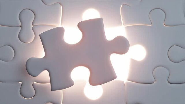 A glowing puzzle piece missing with light shining through the gap