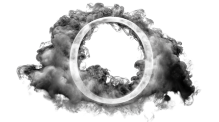 Floating smoke swirl ring with elegant motion, realistic fog loop element for game UI or intro animation on a transparent background