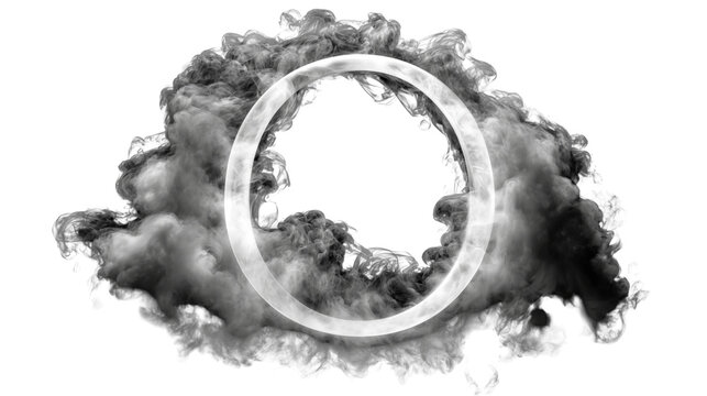 Floating smoke swirl ring with elegant motion, realistic fog loop element for game UI or intro animation on a transparent background