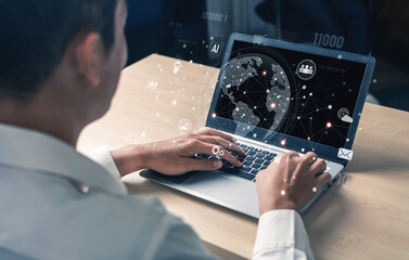 Global AI-powered digital network ecosystem connecting data, finance, analytics, ecommerce,...