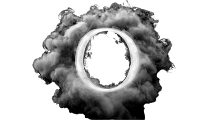 Misty smoke circle with light and shadow blend, natural vapor loop for artistic overlays and photo edits on a transparent background