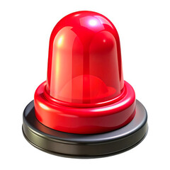 Fototapeta premium 3 D Render of a Red Emergency Siren on Black Base Isolated on White Background alert warning