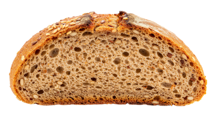 Close up of sliced seeded rye bread loaf for bakery or food photography and recipe blog posts usage