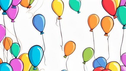 multicolored balloons on white background.