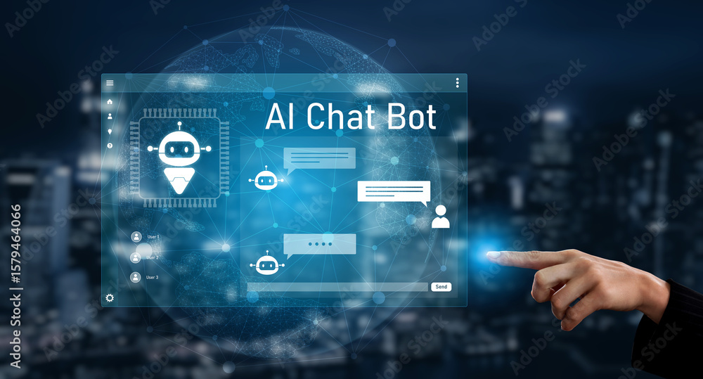 Poster ai chatbot interface facilitates communication, chatbot, and ai interaction for automated user suppo
