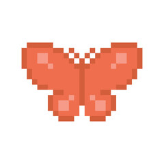 Cute Pixel Butterfly Retro 8-Bit Orange Insect Vector Illustration for Game and Sticker Design