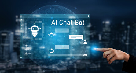 AI chatbot interface facilitates communication, chatbot, and AI interaction for automated user support and information exchange Vouch