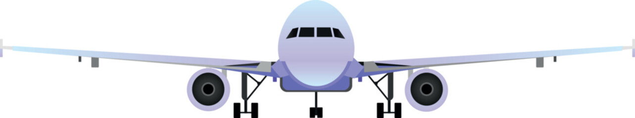 Front of a passenger plane with landing gear