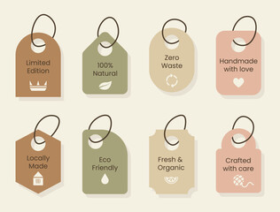 Blank price tags or gift tags in different shapes. Set of labels .