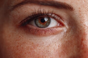 Fototapeta premium Closeup of a Woman's Face Highlighting Sensitive Skin and Delicate Capillaries, Evoking Beauty in Macro Detail