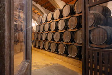 Visit of wine cellar with old large oak barrels, production of fortified dry or sweet tasty marsala...