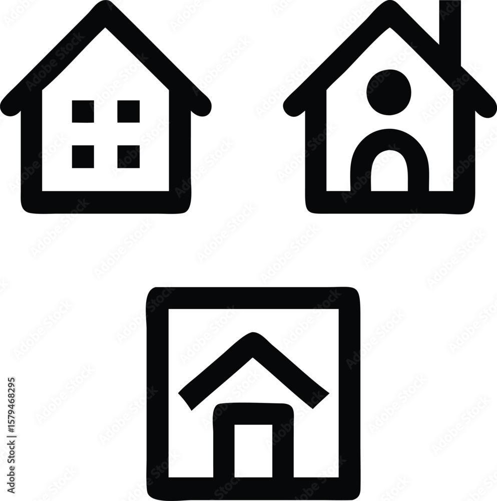 Poster home icon set with various vector styles. useful for property websites and ui design.