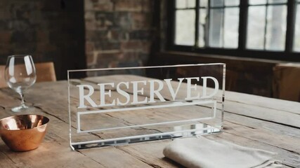 Reserved sign on a restaurant table.