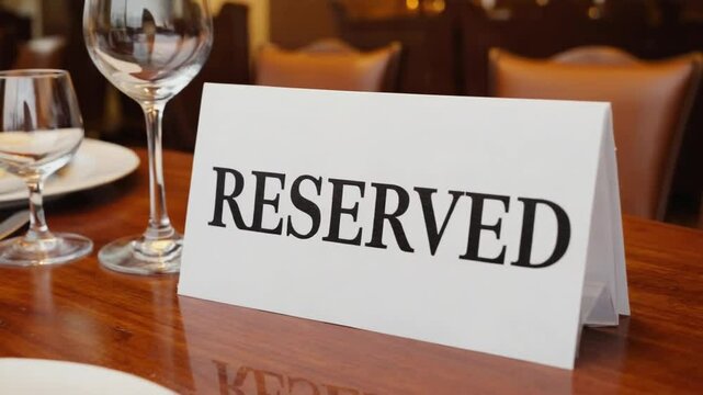 Reserved sign on a restaurant table.
