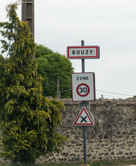 Champagne wine making region near Epernay, Champagne, France. Road signes and places of...