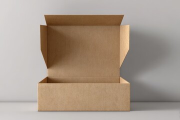 Realistic 3D Cardboard Box Mockup for Advertising on Light Gray Background - Blank Design Ready for Business Use