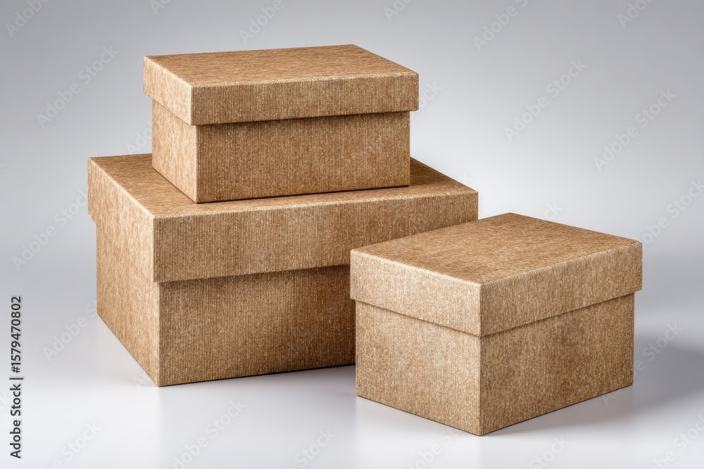 Poster 3d cardboard box mockup - photorealistic display template on light grey backdrop for custom designs