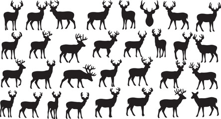 Fototapeta premium Collection of Deer Silhouettes Perfect for Design Projects