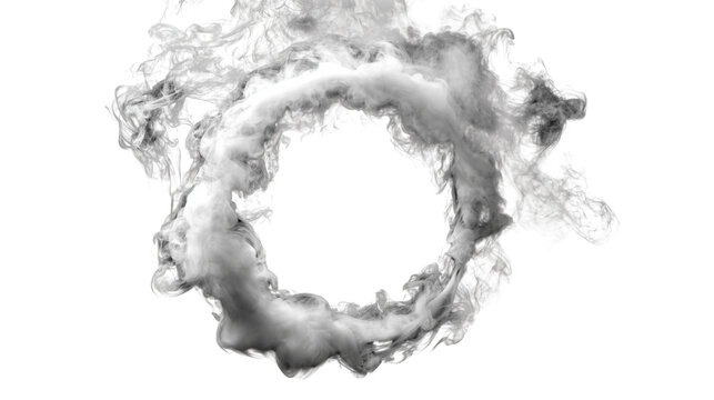 Isolated fog ring with soft cloud edges in a white smoky loop, creative atmospheric design element for ads or trailers on a transparent background