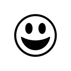 Fototapeta premium Simple Black and White Smiling Emoticon Illustration on White Background