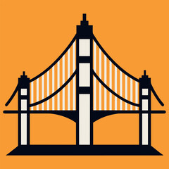 Suspension Bridge Silhouette Engineering Architecture Icon