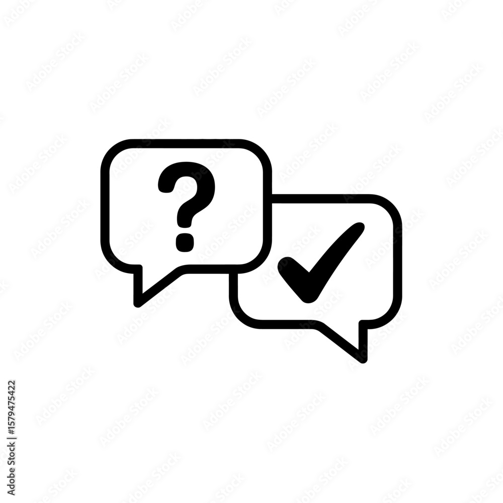 Poster question and answer icon design illustrating communication and problem solving solutions