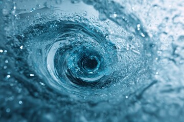 Dynamic Swirl: Abstract Vortex of Blue Water Creating a Captivating Circular Funnel in Motion