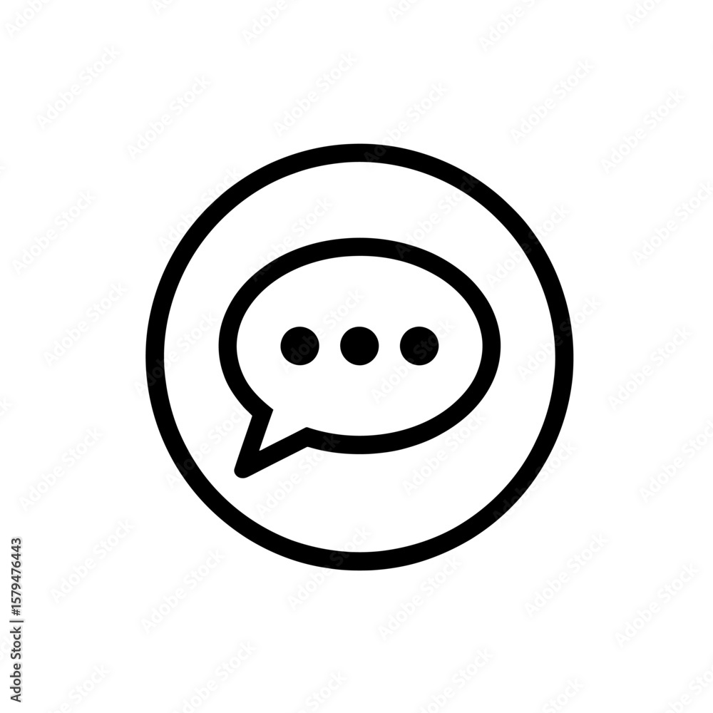 Poster Chat Bubble with Dots Icon in a Circle Represents Communication and Digital Interaction Symbol