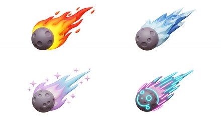 Colorful meteor illustrations
