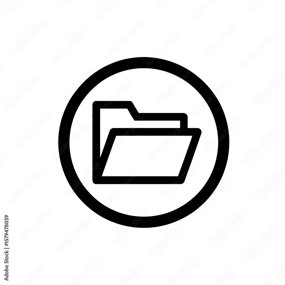 Fototapete encircled digital folder icon representing data storage and organization minimalist black and white 