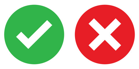 Obraz premium Check mark and cross mark icons