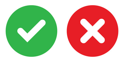 Obraz premium Check mark and cross mark icons