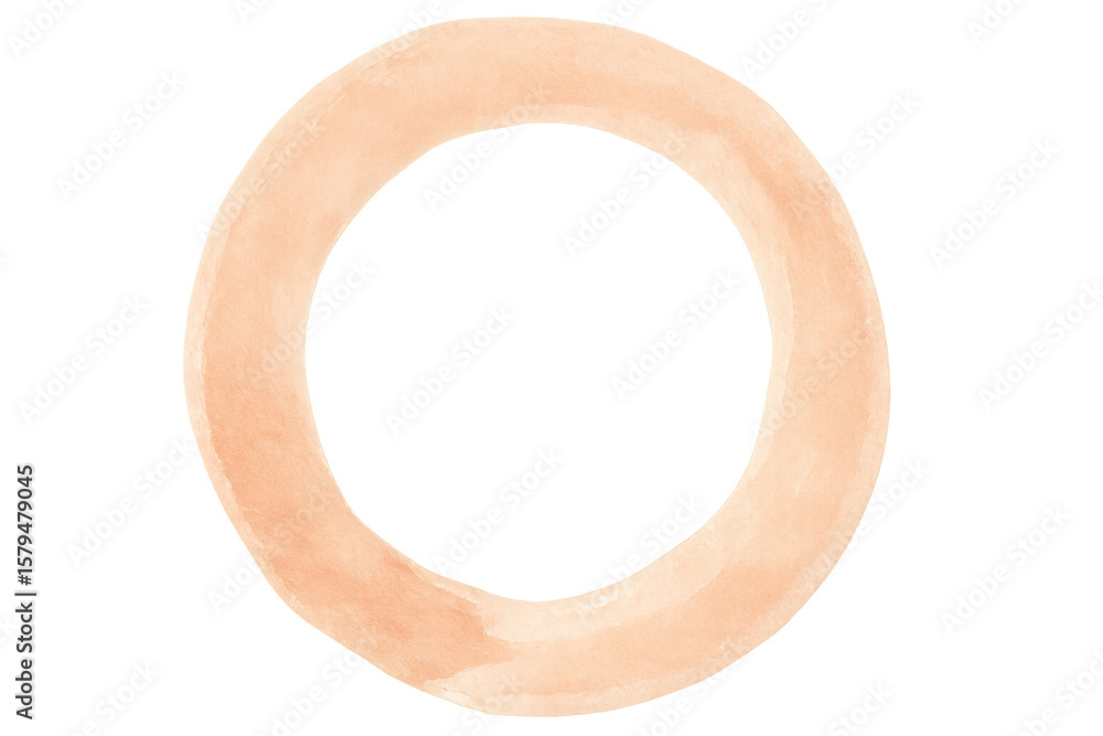 Poster soft, peach-colored watercolor circle forming a frame with transparent center, ideal for adding text