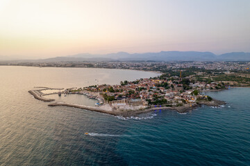 Aerial View of Side Ancient City at Sunset, Antalya, Turkey