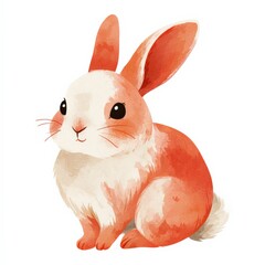 Cute rabbit sitting calmly with soft orange and white fur in a simple art style, perfect for children's illustrations Generative AI