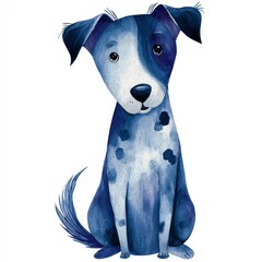 Charming blue and white spotted dog illustration captures playful personality and unique beauty in a vibrant design Generative AI