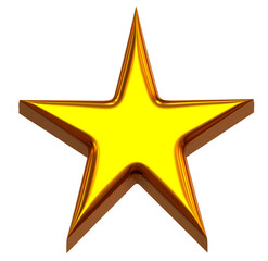 Golden star 3d on png transparent background.