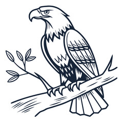 Obraz premium Eagle perched on a branch illustration bird tree