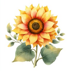 Bright sunflower bloom with vibrant petals and rich green leaves in a natural setting during daylight hours Generative AI