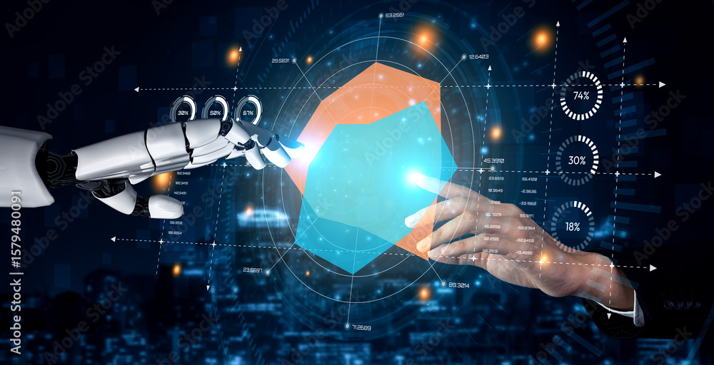 Poster ai artificial intelligence drives data analytics with predictive models, smart dashboards, and virtu