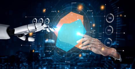 AI artificial intelligence drives data analytics with predictive models, smart dashboards, and...