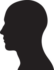 Black Silhouette of a Human Head in Profile on a White Background Simple and Clean