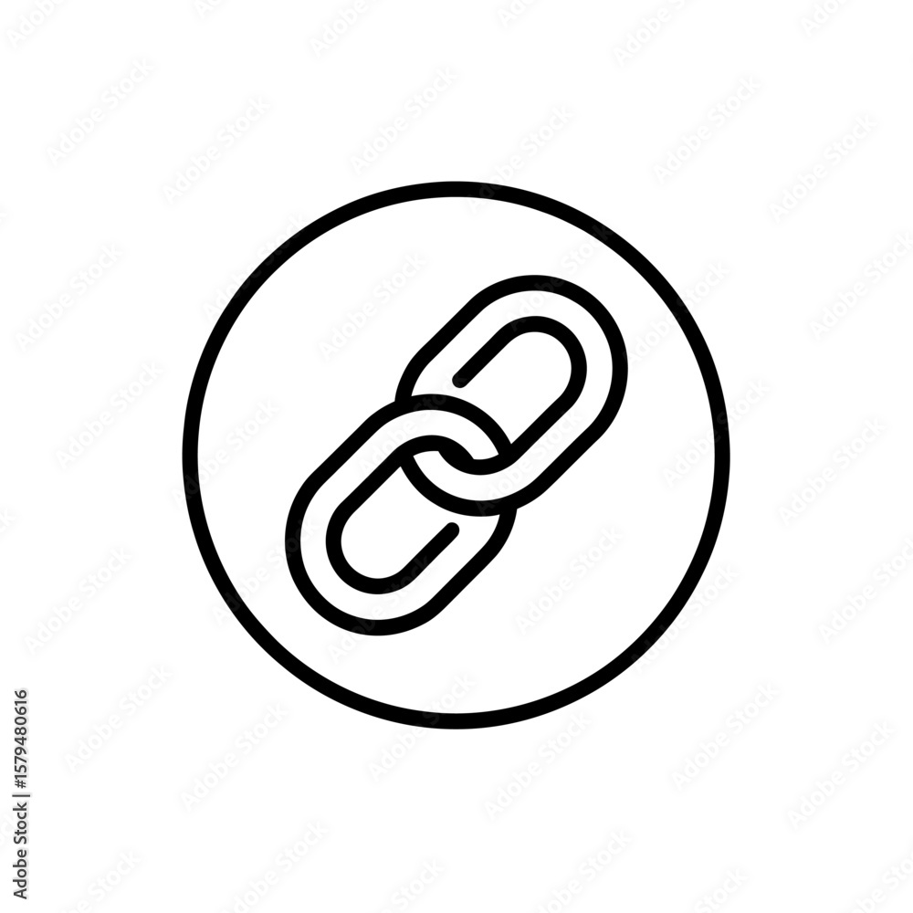 Poster linked connection internet link icon vector illustration in circular frame isolated over white backg