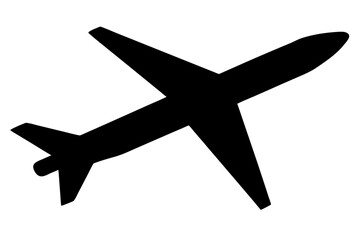 Airplane transportation aviation travel flight plane silhouette vector illustration