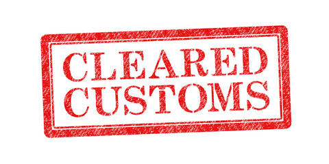 Vector red rubber stamp of Cleared Customs isolated on white background.