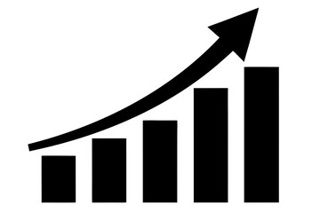 Growth chart arrow business finance success diagram silhouette vector illustration