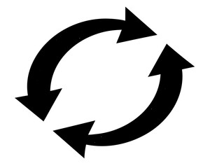 Circular arrows flow process recycle rotate refresh silhouette vector illustration
